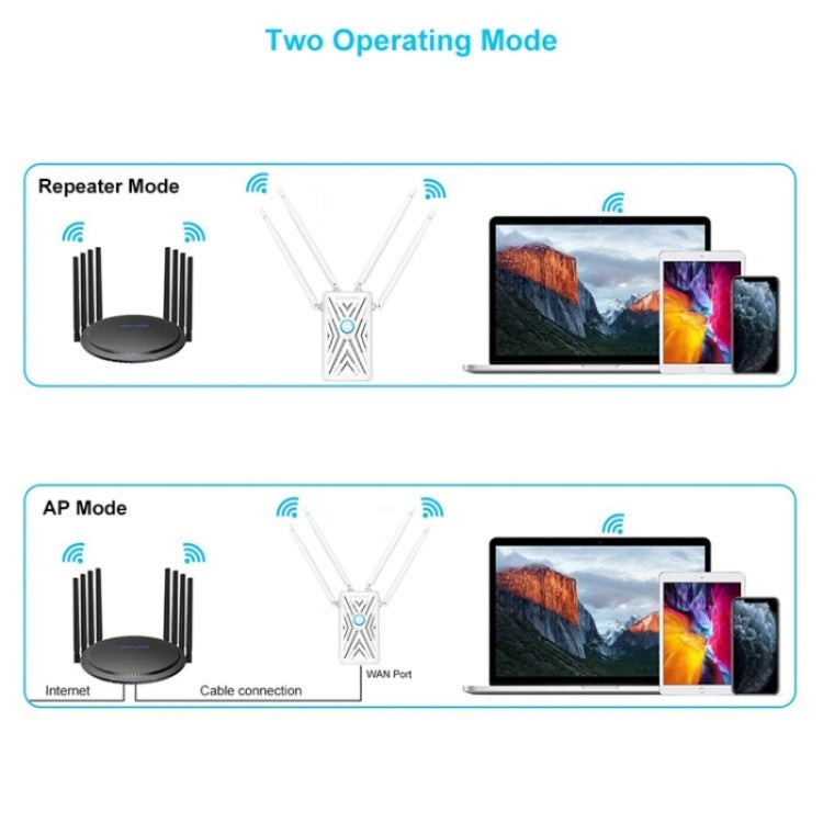 WAVLINK WN579A3 Estensore WiFi domestico Router wireless AP dual band da 1200Mbps 2,4GHz/5GHz, US Plug, UK Plug, EU Plug, AU Plug