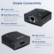 WAVLINK NU72P11 Server di stampa di rete da 100 Mbps Adattatore di alimentazione per stampante di rete USB 2.0, US Plug, UK Plug, EU Plug, AU Plug