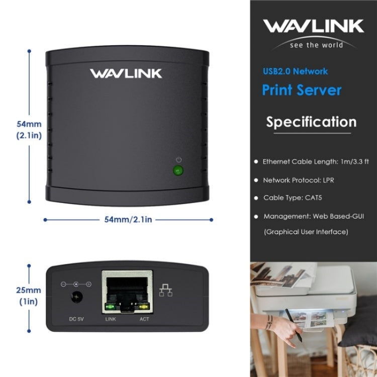 Wavlink NU72P11 Server di stampa di rete 100 Mbps USB 2.0