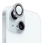 Pellicola protettiva per obiettivo fotocamera NORTHJO in vetro temperato con strass in metallo, For iPhone 15 / 15 Plus