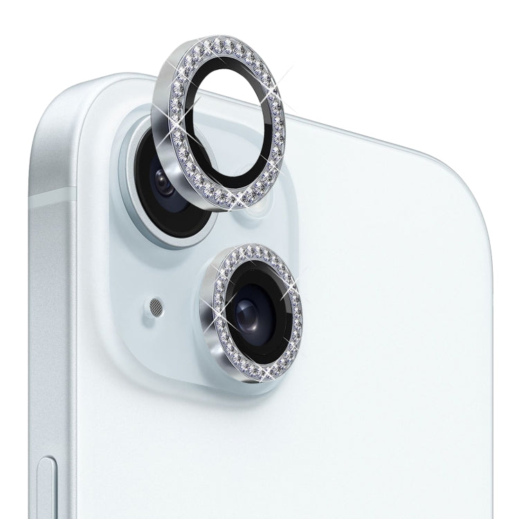 Pellicola protettiva per obiettivo fotocamera NORTHJO in vetro temperato con strass in metallo, For iPhone 15 / 15 Plus