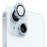 Pellicola protettiva per obiettivo fotocamera NORTHJO in vetro temperato con strass in metallo, For iPhone 15 / 15 Plus
