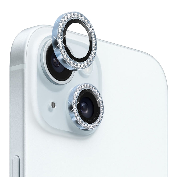Pellicola protettiva per obiettivo fotocamera NORTHJO in vetro temperato con strass in metallo, For iPhone 15 / 15 Plus