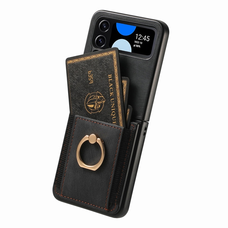 Custodia per telefono con borsa per carte ad anello retrò con sensazione sulla pelle, For Galaxy Z Flip4