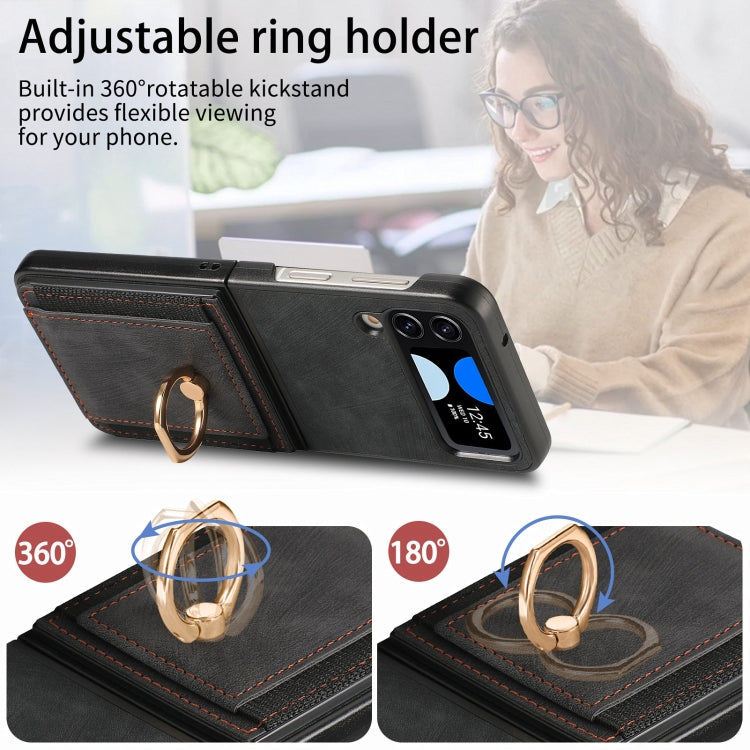 Custodia per telefono con borsa per carte ad anello retrò con sensazione sulla pelle, For Galaxy Z Flip4