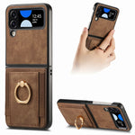 Custodia per telefono con borsa per carte ad anello retrò con sensazione sulla pelle, For Galaxy Z Flip4