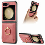 Custodia per telefono con borsa per carte ad anello retrò con sensazione sulla pelle, For Galaxy Z Flip8 5G, For Galaxy Z Flip7 5G, For Galaxy Z Flip6, For Galaxy Z Flip5