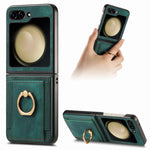 Custodia per telefono con borsa per carte ad anello retrò con sensazione sulla pelle, For Galaxy Z Flip8 5G, For Galaxy Z Flip7 5G, For Galaxy Z Flip6, For Galaxy Z Flip5