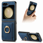 Custodia per telefono con borsa per carte ad anello retrò con sensazione sulla pelle, For Galaxy Z Flip8 5G, For Galaxy Z Flip7 5G, For Galaxy Z Flip6, For Galaxy Z Flip5
