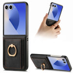Custodia per telefono con borsa per carte ad anello retrò con sensazione sulla pelle, For Galaxy Z Flip8 5G, For Galaxy Z Flip7 5G, For Galaxy Z Flip6, For Galaxy Z Flip5