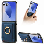 Custodia per telefono con borsa per carte ad anello retrò con sensazione sulla pelle, For Galaxy Z Flip8 5G, For Galaxy Z Flip7 5G, For Galaxy Z Flip6, For Galaxy Z Flip5