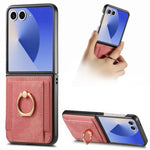 Custodia per telefono con borsa per carte ad anello retrò con sensazione sulla pelle, For Galaxy Z Flip8 5G, For Galaxy Z Flip7 5G, For Galaxy Z Flip6, For Galaxy Z Flip5