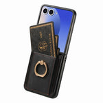 Custodia per telefono con borsa per carte ad anello retrò con sensazione sulla pelle, For Galaxy Z Flip8 5G, For Galaxy Z Flip7 5G, For Galaxy Z Flip6, For Galaxy Z Flip5