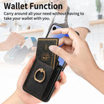 Custodia per telefono con borsa per carte ad anello retrò con sensazione sulla pelle, For Galaxy Z Flip8 5G, For Galaxy Z Flip7 5G, For Galaxy Z Flip6, For Galaxy Z Flip5