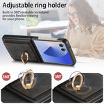 Custodia per telefono con borsa per carte ad anello retrò con sensazione sulla pelle, For Galaxy Z Flip8 5G, For Galaxy Z Flip7 5G, For Galaxy Z Flip6, For Galaxy Z Flip5