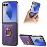 Custodia per telefono con borsa per carte ad anello retrò con sensazione sulla pelle, For Galaxy Z Flip8 5G, For Galaxy Z Flip7 5G, For Galaxy Z Flip6, For Galaxy Z Flip5