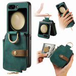 Custodia per telefono a portafoglio con cerniera verticale con anello retrò, For Galaxy Z Flip8 5G, For Galaxy Z Flip7 5G, For Galaxy Z Flip6