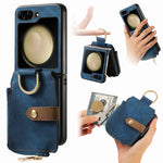 Custodia per telefono a portafoglio con cerniera verticale con anello retrò, For Galaxy Z Flip8 5G, For Galaxy Z Flip7 5G, For Galaxy Z Flip6