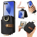 Custodia per telefono a portafoglio con cerniera verticale con anello retrò, For Galaxy Z Flip8 5G, For Galaxy Z Flip7 5G, For Galaxy Z Flip6