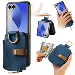 Custodia per telefono a portafoglio con cerniera verticale con anello retrò, For Galaxy Z Flip8 5G, For Galaxy Z Flip7 5G, For Galaxy Z Flip6