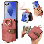 Custodia per telefono a portafoglio con cerniera verticale con anello retrò, For Galaxy Z Flip8 5G, For Galaxy Z Flip7 5G, For Galaxy Z Flip6