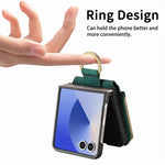 Custodia per telefono a portafoglio con cerniera verticale con anello retrò, For Galaxy Z Flip8 5G, For Galaxy Z Flip7 5G, For Galaxy Z Flip6