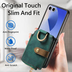 Custodia per telefono a portafoglio con cerniera verticale con anello retrò, For Galaxy Z Flip8 5G, For Galaxy Z Flip7 5G, For Galaxy Z Flip6