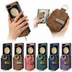 Custodia per telefono a portafoglio con cerniera verticale con anello retrò, For Galaxy Z Flip8 5G, For Galaxy Z Flip7 5G, For Galaxy Z Flip6