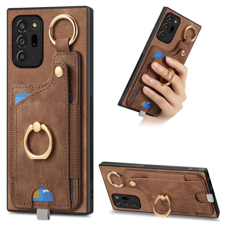 Custodia per telefono con borsa per carte ad anello in stile retrò con anello per appendere, For Samsung Galaxy Note20 Ultra, For Samsung Galaxy Note20, For Samsung Galaxy A70/A70s, For Samsung Galaxy A30/A20/M10s