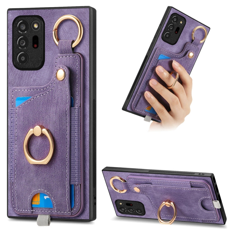 Custodia per telefono con borsa per carte ad anello in stile retrò con anello per appendere, For Samsung Galaxy Note20 Ultra, For Samsung Galaxy Note20, For Samsung Galaxy A70/A70s, For Samsung Galaxy A30/A20/M10s