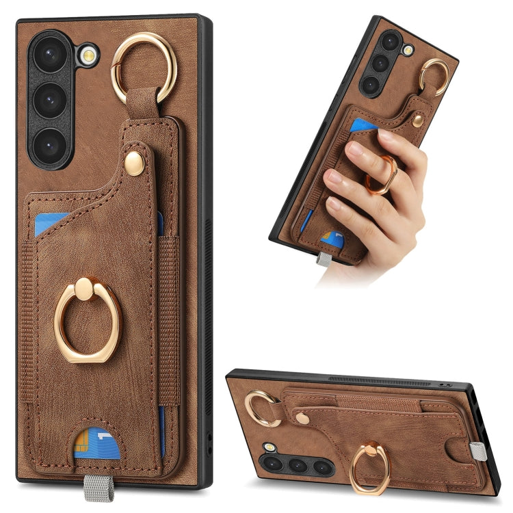 Custodia per telefono con borsa per carte ad anello in stile retrò con anello per appendere, For Samsung Galaxy A32 5G, For Samsung Galaxy S21 5G, For Samsung Galaxy S21+ 5G, For Samsung Galaxy S21 Ultra 5G