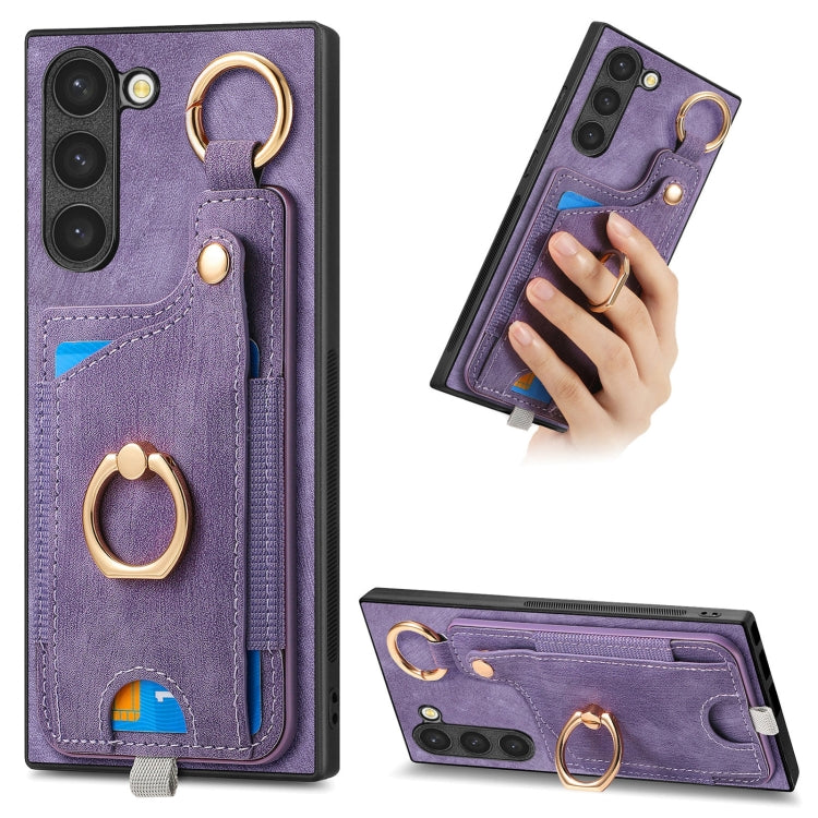 Custodia per telefono con borsa per carte ad anello in stile retrò con anello per appendere, For Samsung Galaxy A36, For Samsung Galaxy S24 Ultra 5G, For Samsung Galaxy S24+ 5G, For Samsung Galaxy A15