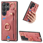 Custodia per telefono con borsa per carte ad anello in stile retrò con anello per appendere, For Samsung Galaxy A36, For Samsung Galaxy S24 Ultra 5G, For Samsung Galaxy S24+ 5G, For Samsung Galaxy A15