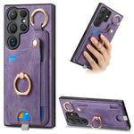 Custodia per telefono con borsa per carte ad anello in stile retrò con anello per appendere, For Samsung Galaxy A36, For Samsung Galaxy S24 Ultra 5G, For Samsung Galaxy S24+ 5G, For Samsung Galaxy A15