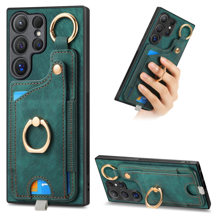 Custodia per telefono con borsa per carte ad anello in stile retrò con anello per appendere, For Samsung Galaxy A36, For Samsung Galaxy S24 Ultra 5G, For Samsung Galaxy S24+ 5G, For Samsung Galaxy A15