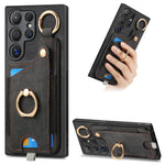 Custodia per telefono con borsa per carte ad anello in stile retrò con anello per appendere, For Samsung Galaxy A36, For Samsung Galaxy S24 Ultra 5G, For Samsung Galaxy S24+ 5G, For Samsung Galaxy A15