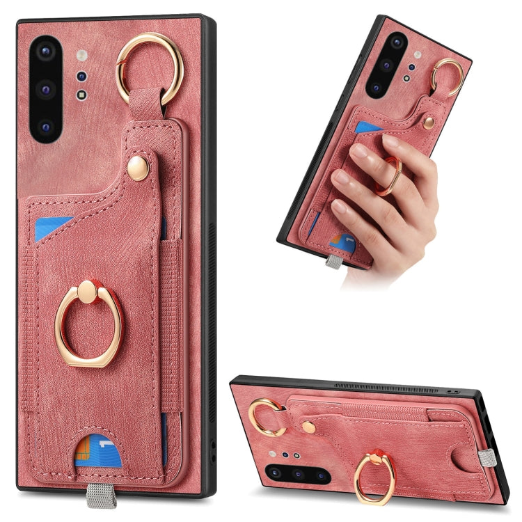 Custodia per telefono con borsa per carte ad anello in stile retrò con anello per appendere, For Samsung Galaxy A50/A50s/A30s, For Samsung Galaxy Note10, For Samsung Galaxy Note10+