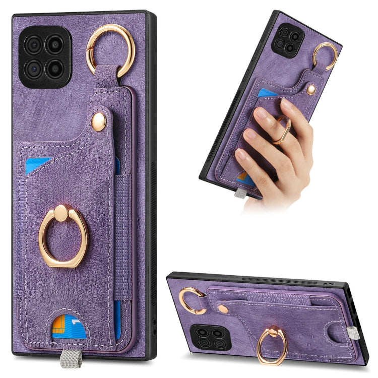 Custodia per telefono con borsa per carte ad anello in stile retrò con anello per appendere, For Samsung Galaxy A22 4G, For Samsung Galaxy A22 5G, For Samsung Galaxy S21 FE 5G, For Samsung Galaxy A32 4G