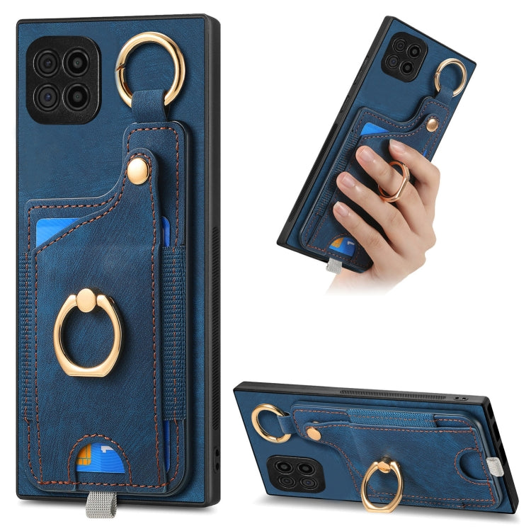 Custodia per telefono con borsa per carte ad anello in stile retrò con anello per appendere, For Samsung Galaxy A22 4G, For Samsung Galaxy A22 5G, For Samsung Galaxy S21 FE 5G, For Samsung Galaxy A32 4G
