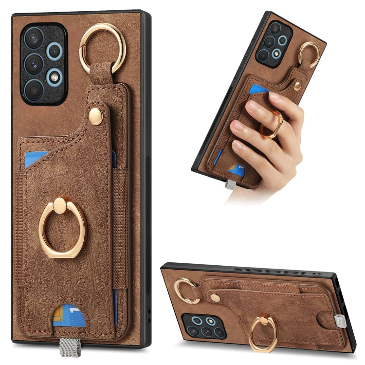 Custodia per telefono con borsa per carte ad anello in stile retrò con anello per appendere, For Samsung Galaxy A22 4G, For Samsung Galaxy A22 5G, For Samsung Galaxy S21 FE 5G, For Samsung Galaxy A32 4G
