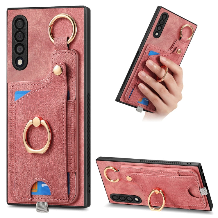 Custodia per telefono con borsa per carte ad anello in stile retrò con anello per appendere, For Samsung Galaxy A50/A50s/A30s, For Samsung Galaxy Note10, For Samsung Galaxy Note10+