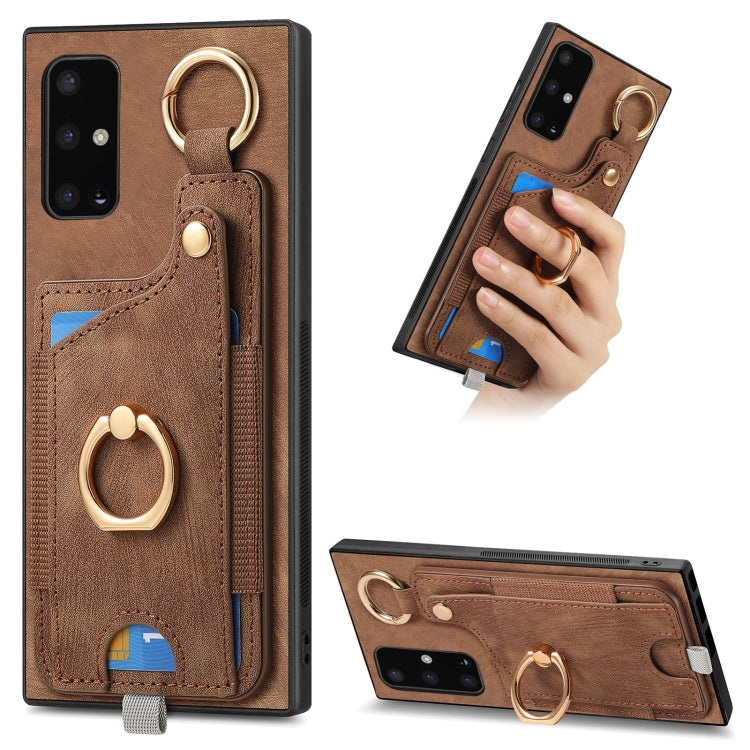 Custodia per telefono con borsa per carte ad anello in stile retrò con anello per appendere, For Samsung Galaxy A21s, For Samsung Galaxy A31, For Samsung Galaxy A71, For Samsung Galaxy A51