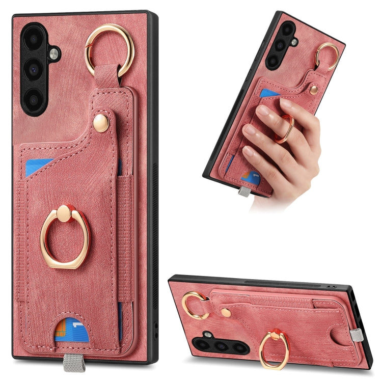 Custodia per telefono con borsa per carte ad anello in stile retrò con anello per appendere, For Samsung Galaxy M14, For Samsung Galaxy A24, For Samsung Galaxy A34 5G, For Samsung Galaxy A54 5G