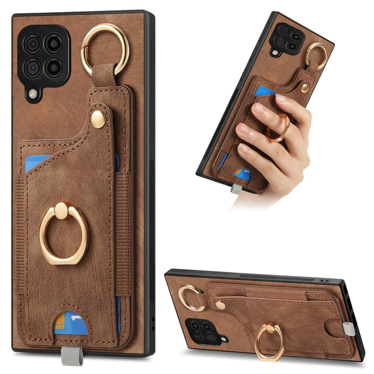 Custodia per telefono con borsa per carte ad anello in stile retrò con anello per appendere, For Samsung Galaxy M53 5G, For Samsung Galaxy M33 5G, For Samsung Galaxy A73 5G, For Samsung Galaxy A33 5G