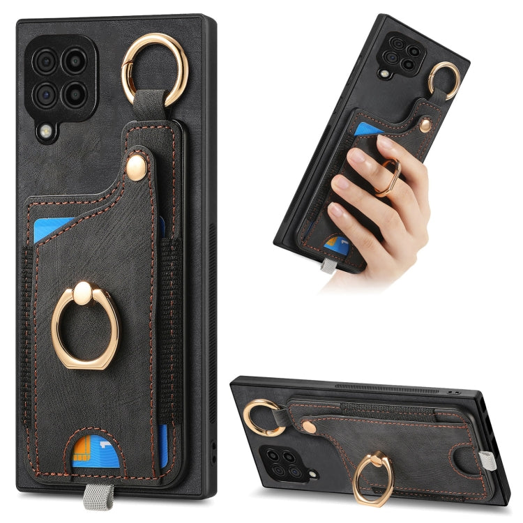 Custodia per telefono con borsa per carte ad anello in stile retrò con anello per appendere, For Samsung Galaxy M53 5G, For Samsung Galaxy M33 5G, For Samsung Galaxy A73 5G, For Samsung Galaxy A33 5G
