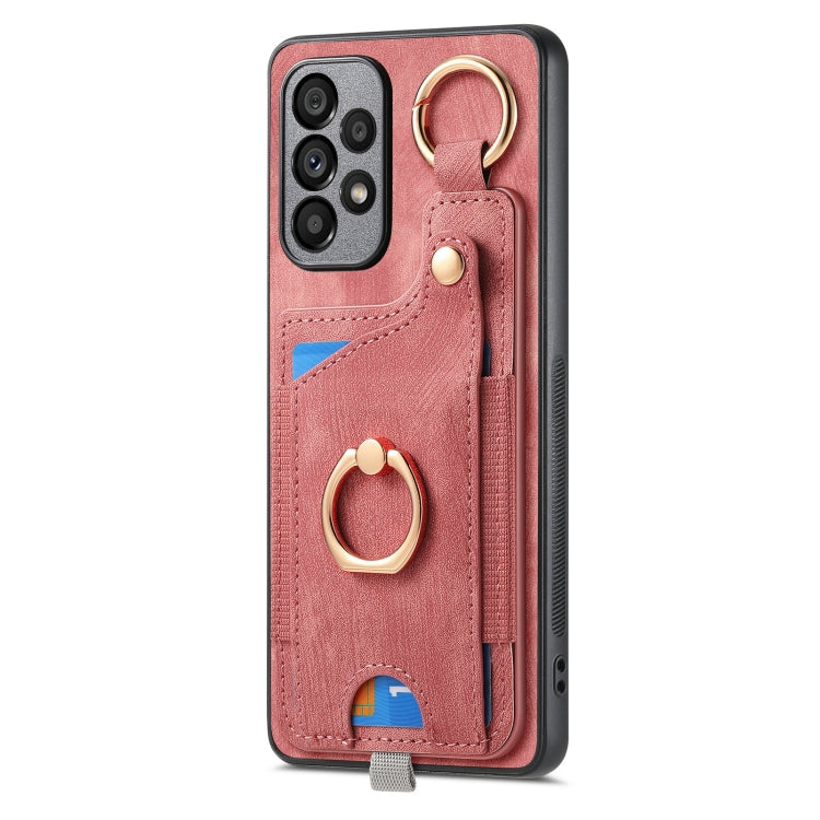 Custodia per telefono con borsa per carte ad anello in stile retrò con anello per appendere, For Samsung Galaxy M14, For Samsung Galaxy A24, For Samsung Galaxy A34 5G, For Samsung Galaxy A54 5G