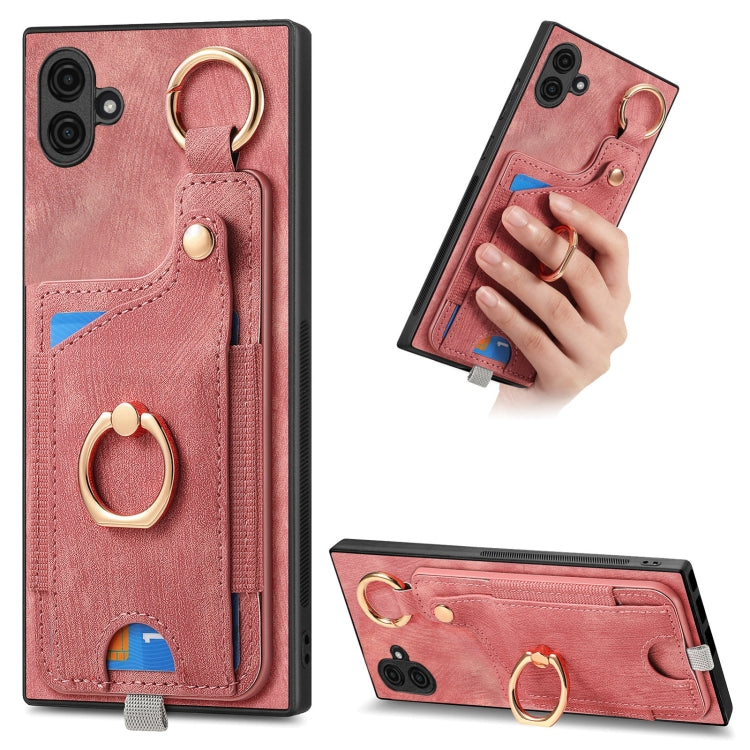 Custodia per telefono con borsa per carte ad anello in stile retrò con anello per appendere, For Samsung Galaxy A05, For Samsung Galaxy A05s, For Samsung Galaxy A25, For Samsung Galaxy S23 FE 5G