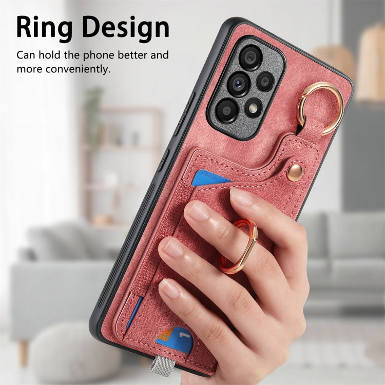Custodia per telefono con borsa per carte ad anello in stile retrò con anello per appendere, For Samsung Galaxy A05, For Samsung Galaxy A05s, For Samsung Galaxy A25, For Samsung Galaxy S23 FE 5G