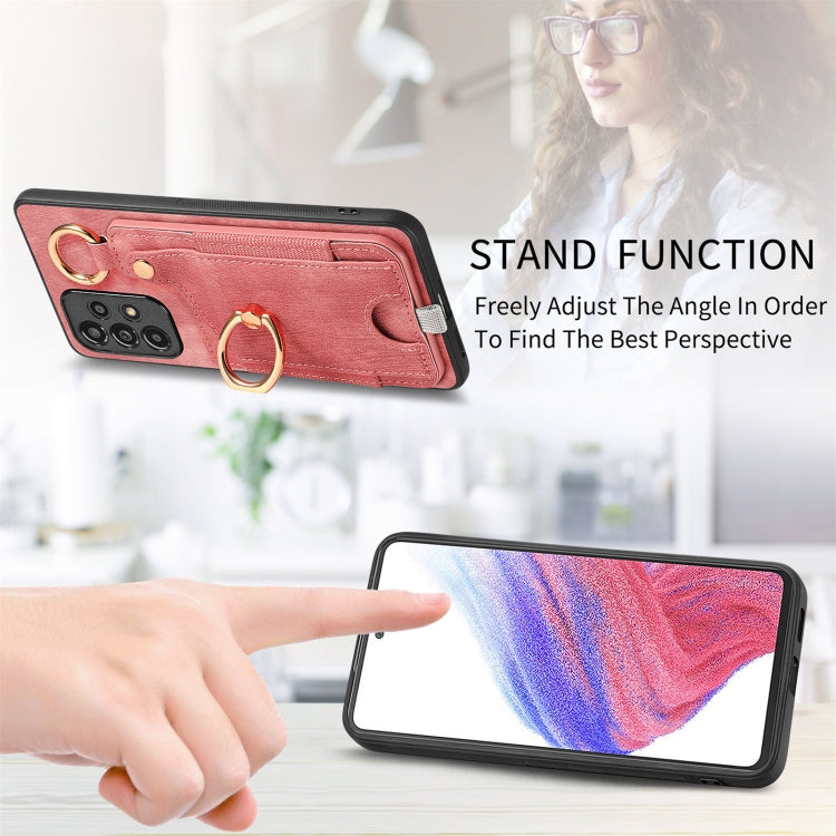 Custodia per telefono con borsa per carte ad anello in stile retrò con anello per appendere, For Samsung Galaxy A05, For Samsung Galaxy A05s, For Samsung Galaxy A25, For Samsung Galaxy S23 FE 5G