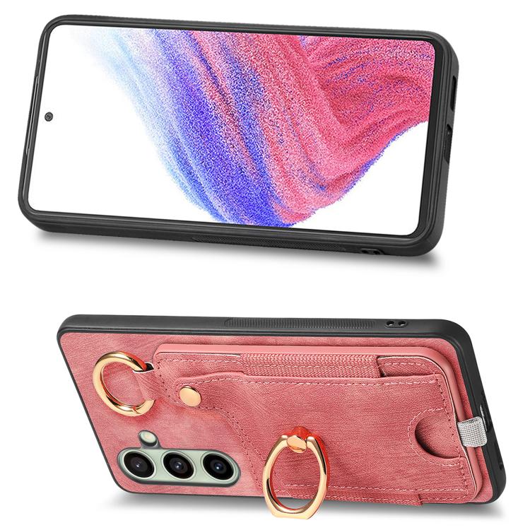 Custodia per telefono con borsa per carte ad anello in stile retrò con anello per appendere, For Samsung Galaxy A36, For Samsung Galaxy S24 Ultra 5G, For Samsung Galaxy S24+ 5G, For Samsung Galaxy A15